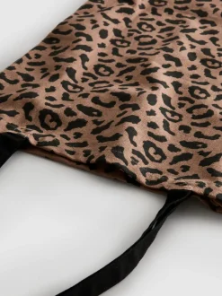 Bolso tote de lona con estampado de leopardo