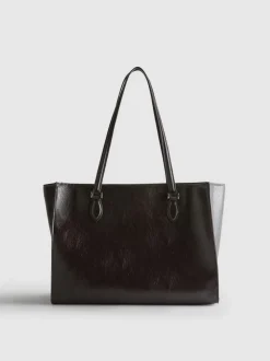 Bolso tote de piel sintética agrietada