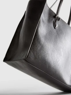Bolso tote de piel sintética agrietada