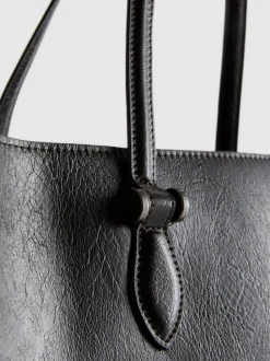 Bolso tote de piel sintética agrietada