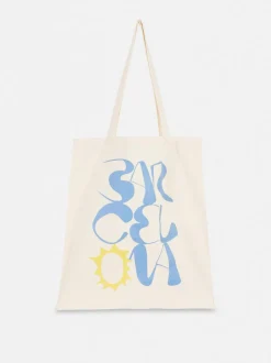 Bolso tote gráfico de algodón con diseño urbano