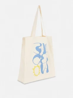 Bolso tote gráfico de algodón con diseño urbano
