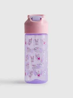 Botella de agua estampada con pajita plegable