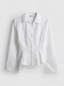 Camisa ajustada de algodón puro de manga larga