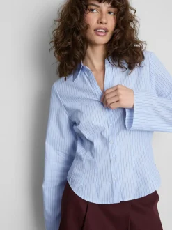 Camisa ajustada de algodón puro de manga larga