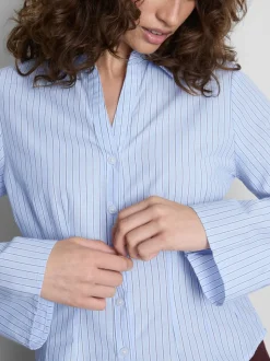 Camisa ajustada de algodón puro de manga larga