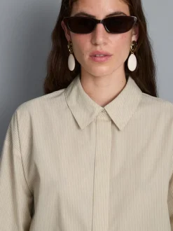 Camisa a rayas de popelina de algodón