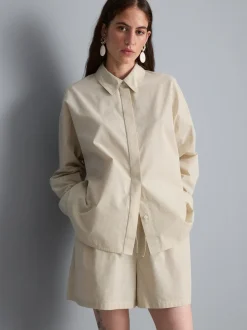 Camisa a rayas de popelina de algodón