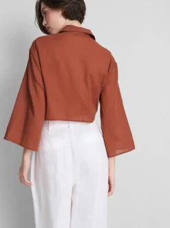 Camisa corta de algodón con lazada frontal