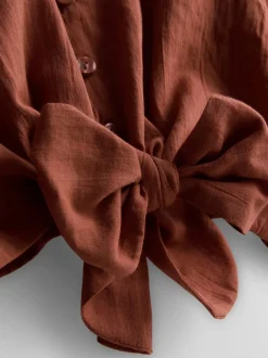 Camisa corta de algodón con lazada frontal