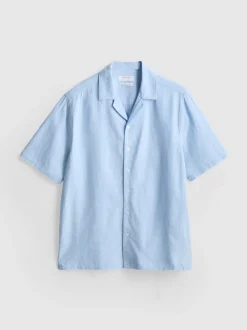 Camisa de manga larga en mezcla de lino