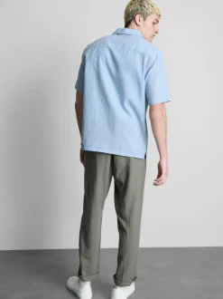 Camisa de manga larga en mezcla de lino