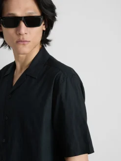Camisa de manga larga en mezcla de lino