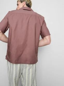 Camisa de manga larga en mezcla de lino