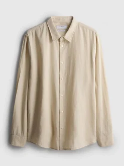 Camisa de manga larga en mezcla de lino