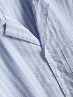 Camisa de pijama a rayas con cuello con solapas