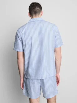 Camisa de pijama a rayas con cuello con solapas