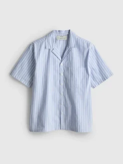 Camisa de pijama a rayas con cuello con solapas