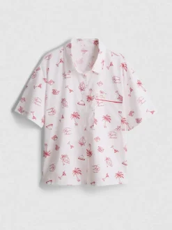 Camisa de pijama boyfriend de algodón estampada
