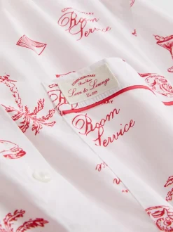 Camisa de pijama boyfriend de algodón estampada