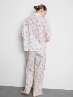 Camisa de pijama boyfriend de algodón estampada