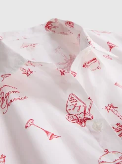 Camisa de pijama boyfriend de algodón estampada