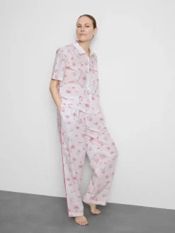 Camisa de pijama boyfriend de algodón estampada