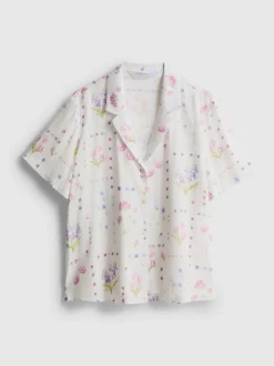 Camisa de pijama de manga corta con estampado floral