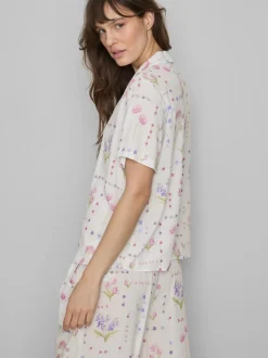 Camisa de pijama de manga corta con estampado floral