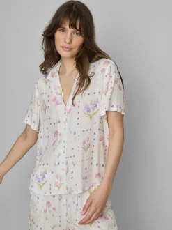 Camisa de pijama de manga corta con estampado floral