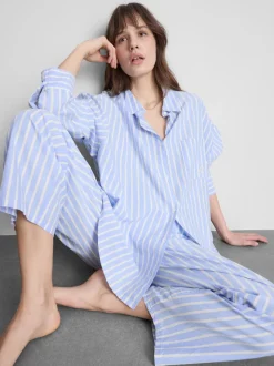 Camisa de pijama Oxford a rayas de algodón