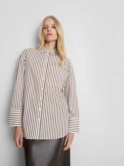 Camisa de popelina a rayas de algodón puro By Coleen