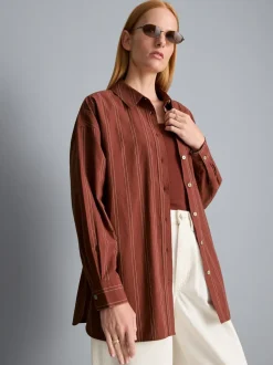 Camisa de rayas holgada de algodón