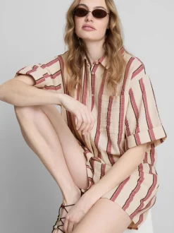 Camisa de rayas holgada de algodón