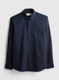Camisa elástica entallada con botones