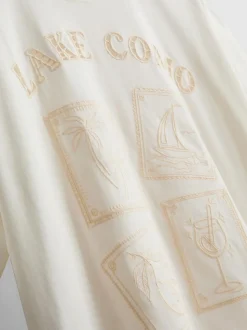 Camiseta bordada extragrande con estampado Lake Como