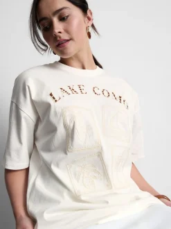 Camiseta bordada extragrande con estampado Lake Como