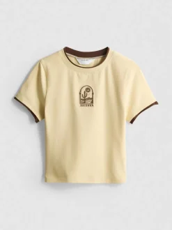 Camiseta corta de doble capa con mucho algodón