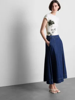 Camiseta corta floral de algodón