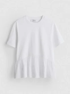 Camiseta de algodón con bajo bordado