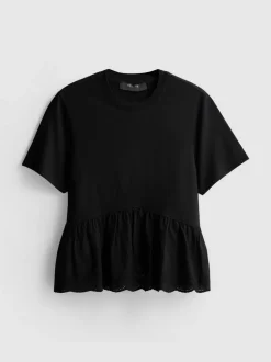 Camiseta de algodón con bajo bordado