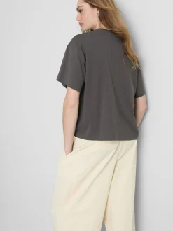 Camiseta de algodón cuadrada con estampado gráfico