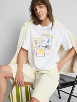 Camiseta de algodón cuadrada con estampado gráfico