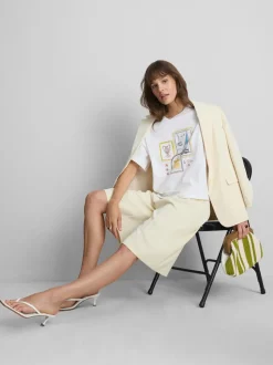 Camiseta de algodón cuadrada con estampado gráfico