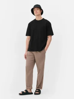 Camiseta de algodón holgada con cuello redondeado