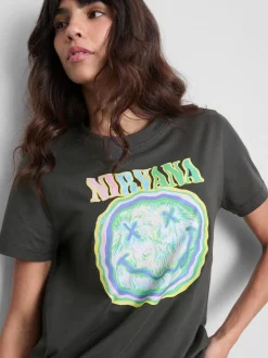 Camiseta de algodón lavado de Nirvana