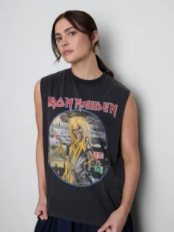 Camiseta de algodón sin mangas de Iron Maiden