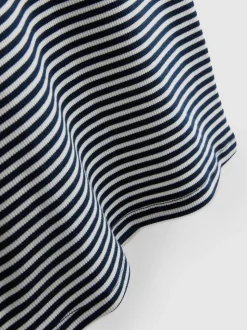 Camiseta de canalé de manga casquillo a rayas
