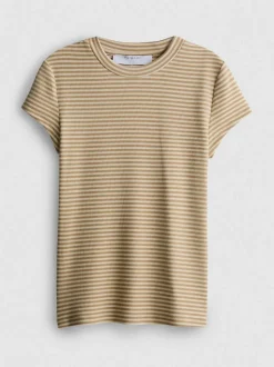 Camiseta de canalé de manga casquillo a rayas