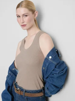 Camiseta de canalé en mezcla de algodón